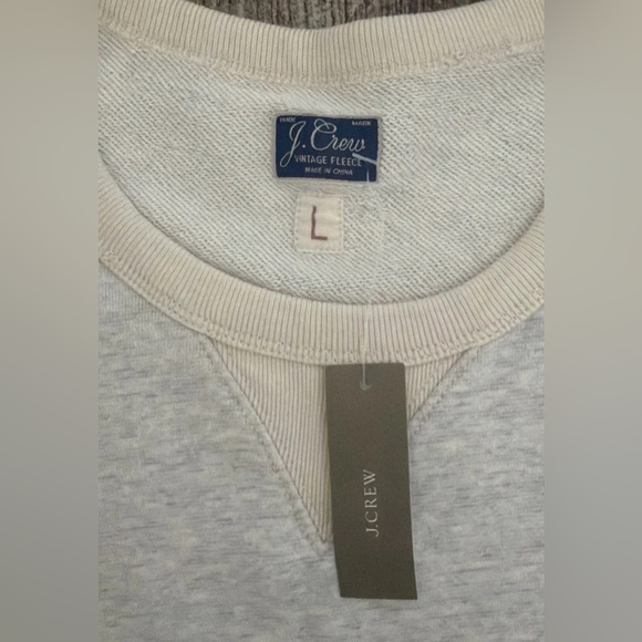 J. Crew Men’s size Large Vintage Fleece G2779 100% Cotton Heathered Gray & Oat - Picture 7 of 15
